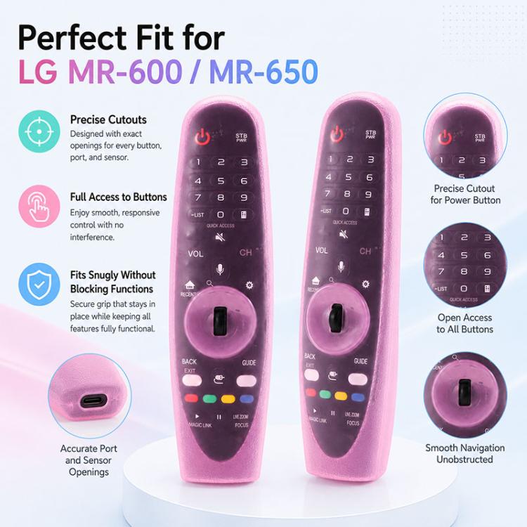 For LG MR600 / MR650 Magic Remote XDcase 4pcs Soft Silicone Jelly Protective Case(Transparent Orchid) - Image 4