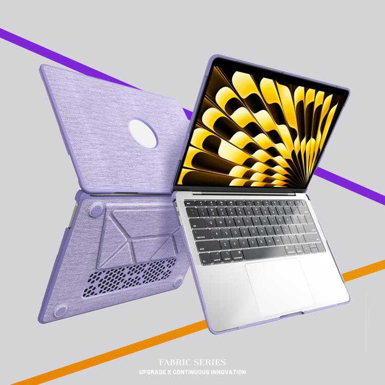 For MacBook Air 13.3 inch A2337 Fabric Texture Pro Magnetic Holder Laptop Protective Case(Purple) - Image 4