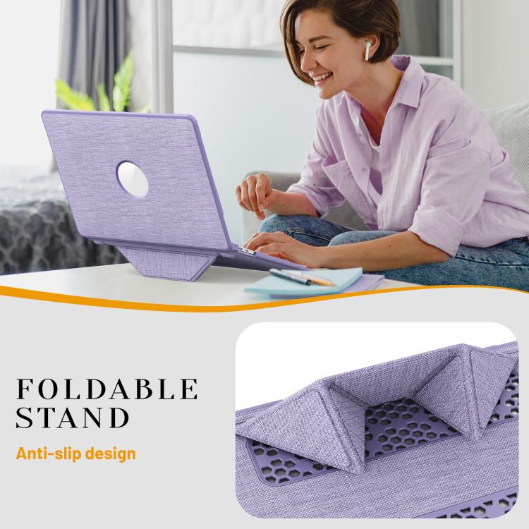 For MacBook Air 13.3 inch A2337 Fabric Texture Pro Magnetic Holder Laptop Protective Case(Purple) - Image 9
