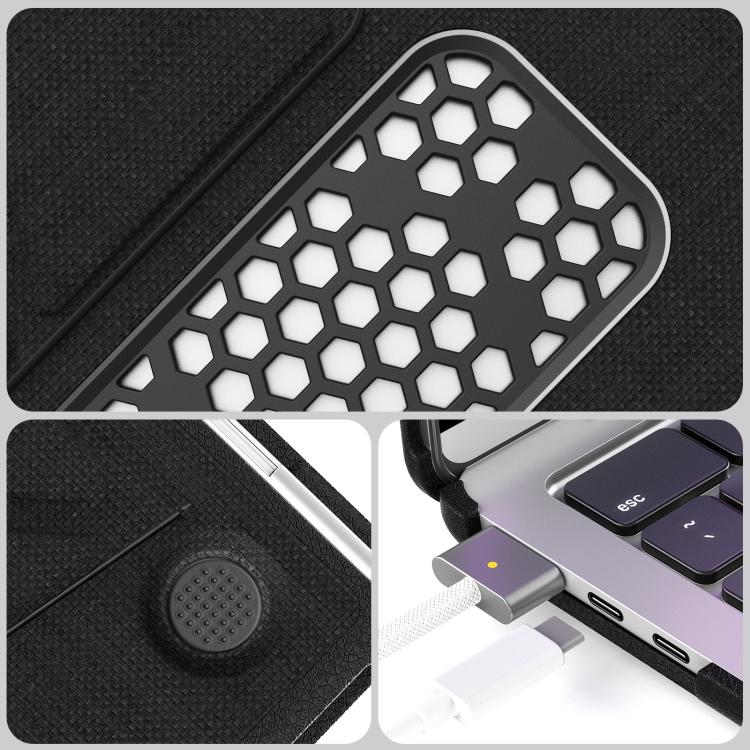 For MacBook Air 13.6 inch A3113 / A3240 Fabric Texture Pro Magnetic Holder Laptop Protective Case(Black) - Image 10