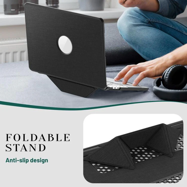 For MacBook Air 13.6 inch A3113 / A3240 Fabric Texture Pro Magnetic Holder Laptop Protective Case(Black) - Image 9