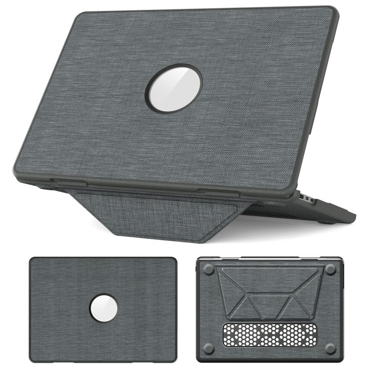 For MacBook Air 13.6 inch A3113 / A3240 Fabric Texture Pro Magnetic Holder Laptop Protective Case(Grey)