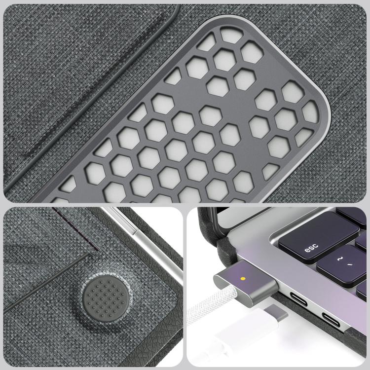 For MacBook Air 13.6 inch A3113 / A3240 Fabric Texture Pro Magnetic Holder Laptop Protective Case(Grey) - Image 10