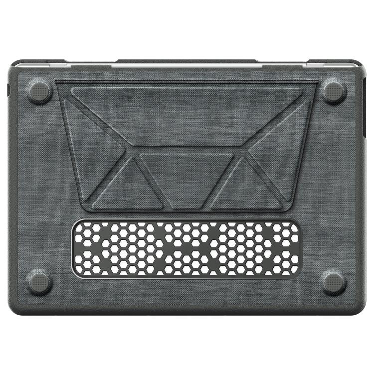 For MacBook Air 13.6 inch A3113 / A3240 Fabric Texture Pro Magnetic Holder Laptop Protective Case(Grey) - Image 3