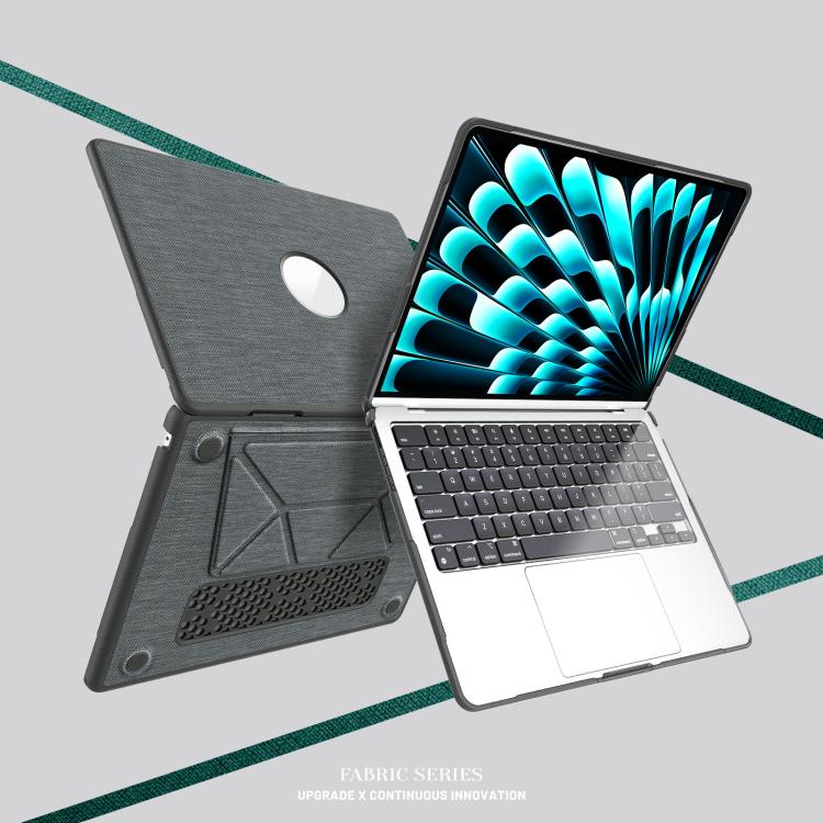 For MacBook Air 13.6 inch A3113 / A3240 Fabric Texture Pro Magnetic Holder Laptop Protective Case(Grey) - Image 4