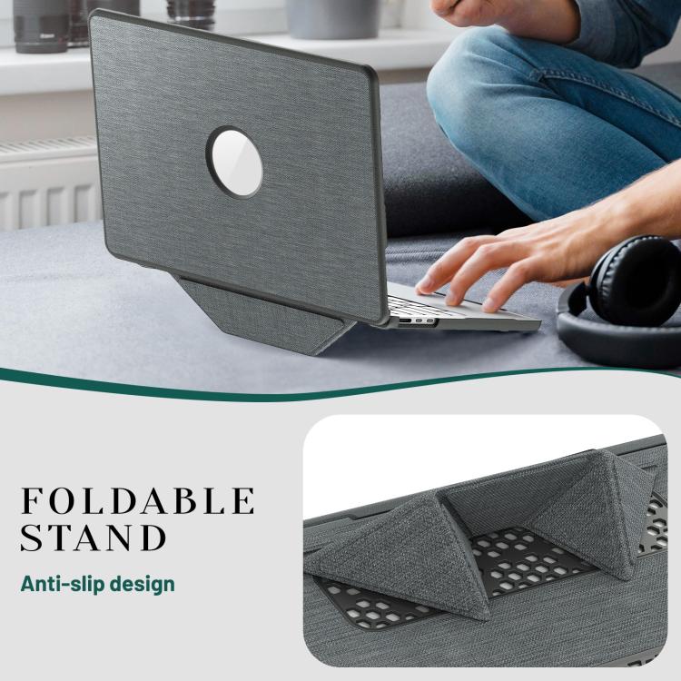 For MacBook Air 13.6 inch A3113 / A3240 Fabric Texture Pro Magnetic Holder Laptop Protective Case(Grey) - Image 9