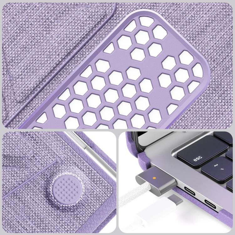 For MacBook Air 15.3 inch A3114 / A3241 Fabric Texture Pro Magnetic Holder Laptop Protective Case(Purple) - Image 10