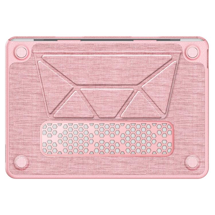 For MacBook Neo 13 inch 2026 A18 Pro A3404 Fabric Texture Pro Magnetic Holder Laptop Protective Case(Pink) - Image 3