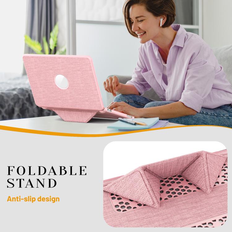 For MacBook Neo 13 inch 2026 A18 Pro A3404 Fabric Texture Pro Magnetic Holder Laptop Protective Case(Pink) - Image 9