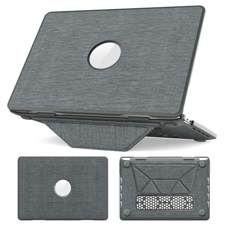 For MacBook Pro 13.3 inch A2289 / A2251 Fabric Texture Pro Magnetic Holder Laptop Protective Case(Grey)