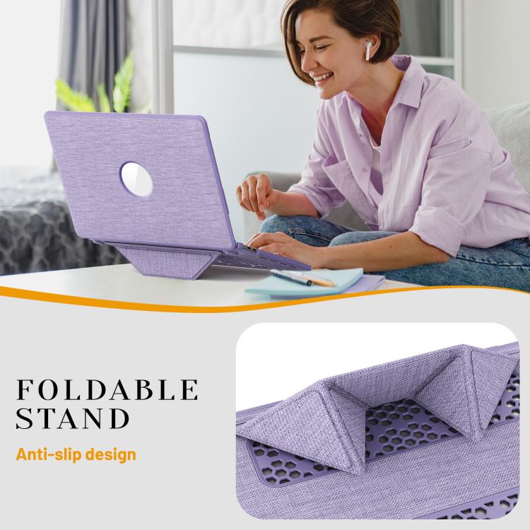 For MacBook Pro 13.3 inch A2289 / A2251 Fabric Texture Pro Magnetic Holder Laptop Protective Case(Purple) - Image 9