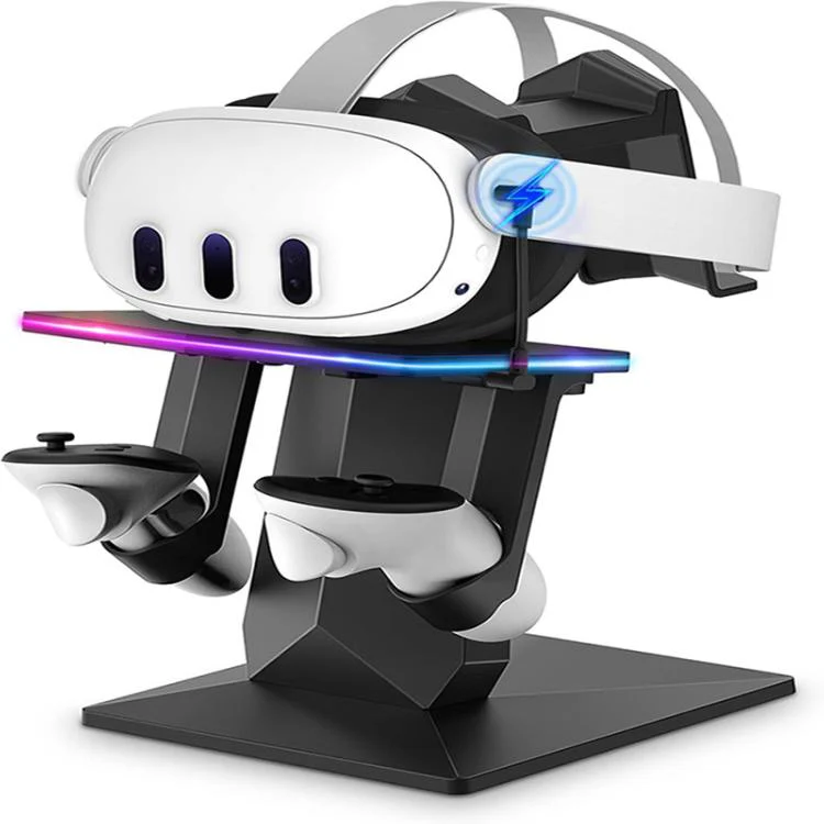 For Meta Quest 2 / 3 / 3S WG67 RGB Cool Lighting VR Display Stand(Black)