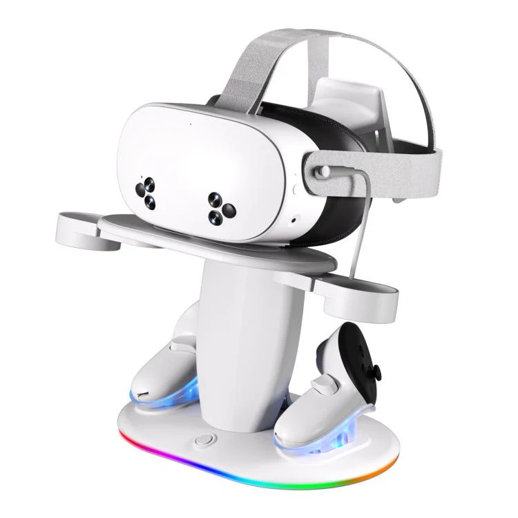 For Meta Quest 2 / 3 / 3S WG68 RGB Lighting VR Fast Charging Display Stand, US Plug(White)