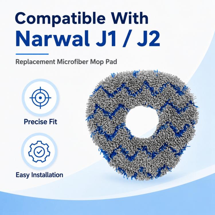 For Narwal J1 / J2 Robot Vacuum Cleaner Replacement Parts, Specification:Blue Striped Mop Pad - Image 3