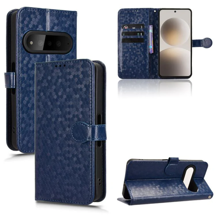 For Natural AI Phone 5G Honeycomb Dot Texture Leather Phone Case(Blue)