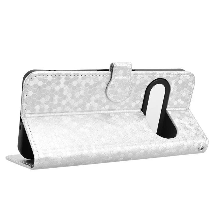 For Natural AI Phone 5G Honeycomb Dot Texture Leather Phone Case(Silver) - Image 5