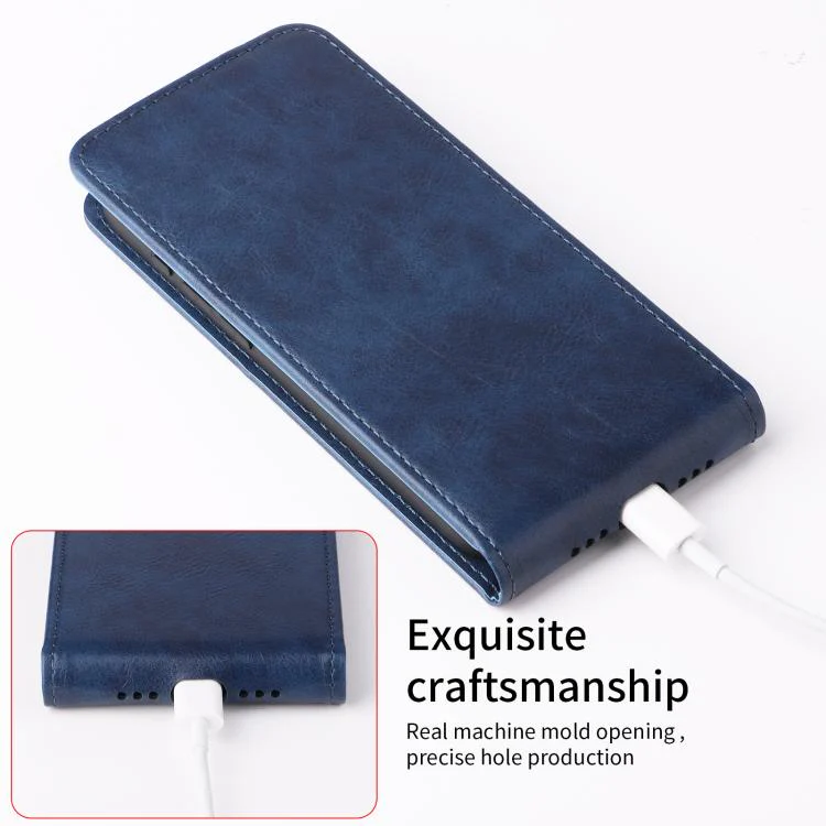 For Natural AI Phone 5G Magnetic Vertical Flip Leather Phone Case with Buckle(Blue) - Image 6