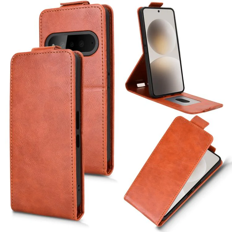 For Natural AI Phone 5G Magnetic Vertical Flip Leather Phone Case with Buckle(Brown)