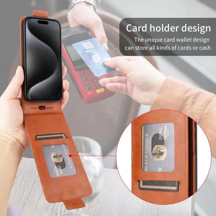 For Natural AI Phone 5G Magnetic Vertical Flip Leather Phone Case with Buckle(Brown) - Image 7