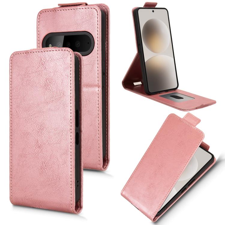 For Natural AI Phone 5G Magnetic Vertical Flip Leather Phone Case with Buckle(Rose Gold)