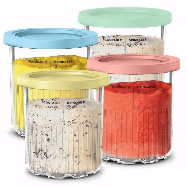 For Ninja Creami Deluxe NC500 / NC501 4pcs /Set 24Oz Ice Cream Containers