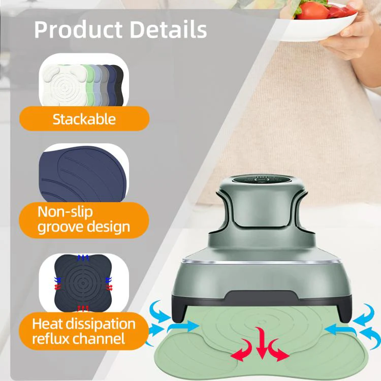 For Ninja FN101GY Crispi Air Fryer Lid Rest Heat Resistant Mat Non-Slip Silicone Pad Protects Countertops from Hot Oil & Steam(Gray) - Image 5