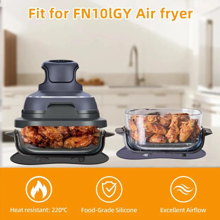 For Ninja FN101GY Crispi Air Fryer Lid Rest Heat Resistant Mat Non-Slip Silicone Pad Protects Countertops from Hot Oil & Steam(Light Blue) - Image 3