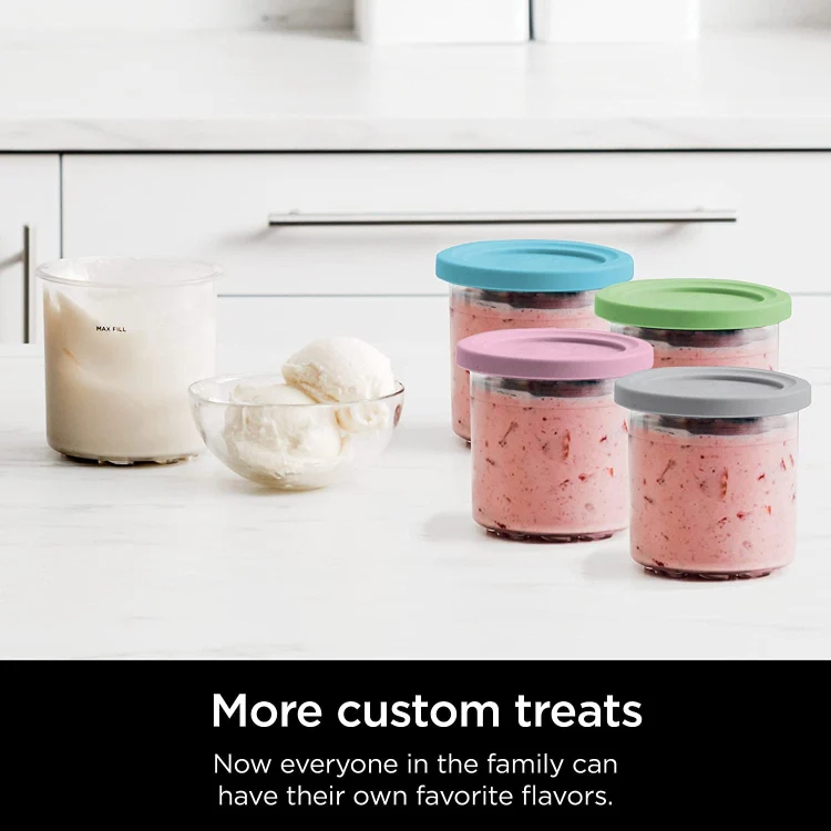 For Ninja NC299AMZ NC300 Ice Cream Storage Containers with Lids, Speci: 4 Cups+Spoon - Image 4
