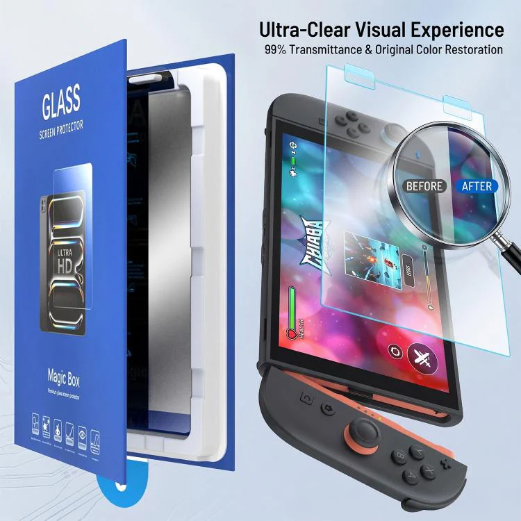 For Nintendo Switch 2 2pcs Book Box Dust-Free Chamber Purple Light Dust-Free Instant Game Console Tempered Glass Film - Image 2