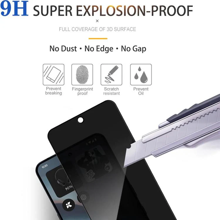 For Nothing Phone 1 25pcs High-Aluminum Full-Coverage Anti-Fingerprint Screen-Printed Privacy Tempered Glass Film - Image 6