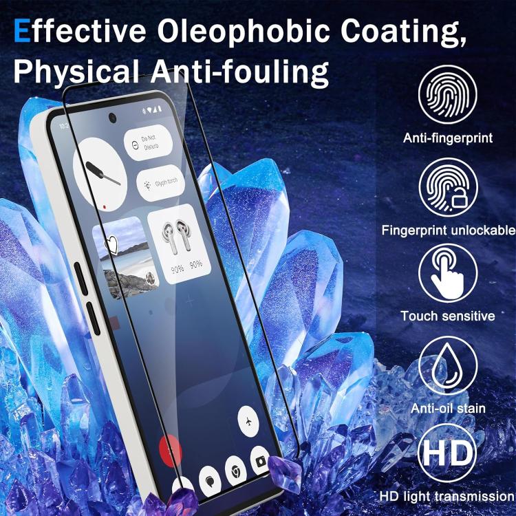 For Nothing Phone 2a Plus 25pcs High-Aluminum Full-Coverage Anti-Fingerprint Screen-Printed HD Tempered Glass Film - Image 2