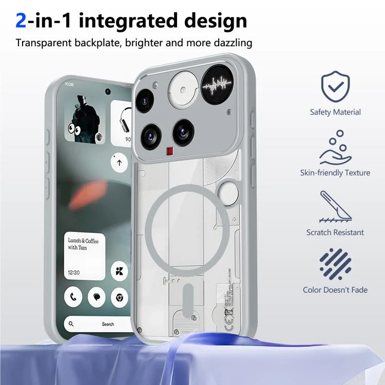 For Nothing Phone 3 Matte PC Skin-feel Magnetic Shockproof Phone Case(Grey) - Image 2