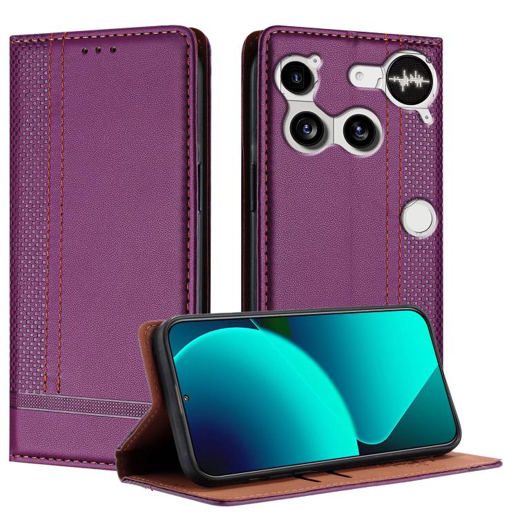 For Nothing Phone 3 Stitching Design Scratch-Resistant Vegan Leather Phone Case(Purple)