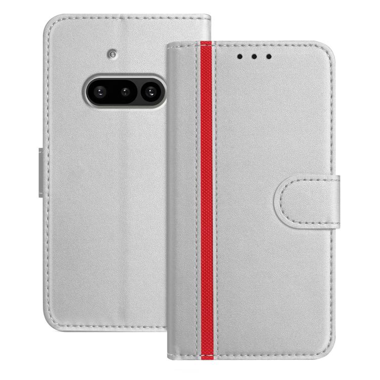 For Nothing Phone 3a Color Block Card Slots Vegan Leather Phone Case(Silver)