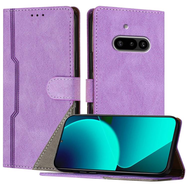 For Nothing Phone 3a Color Matching Buckle Clasp Vegan Leather Phone Case(Purple)
