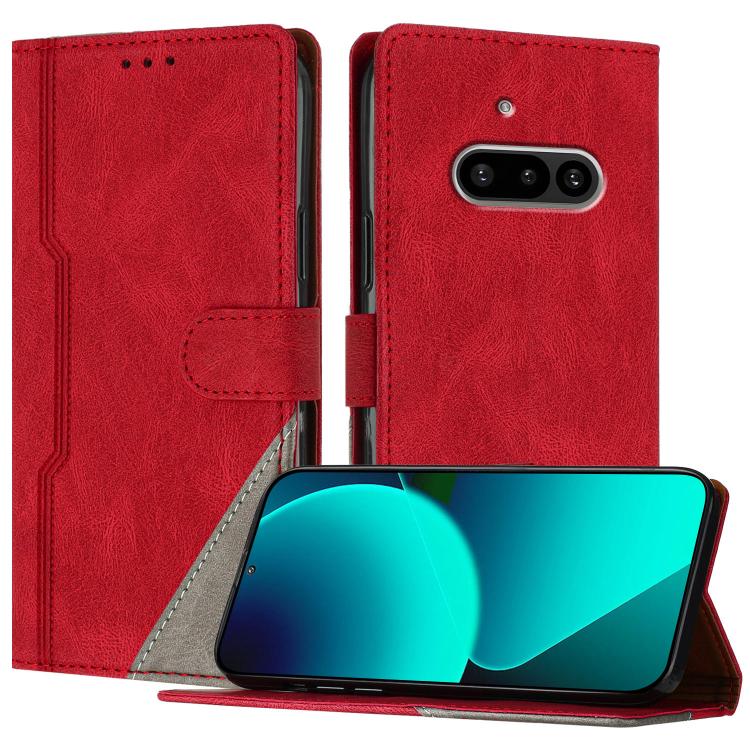 For Nothing Phone 3a Color Matching Buckle Clasp Vegan Leather Phone Case(Red)