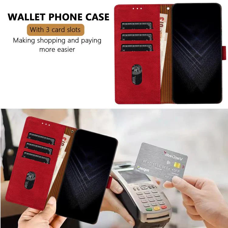 For Nothing Phone 3a Color Matching Buckle Clasp Vegan Leather Phone Case(Red) - Image 4