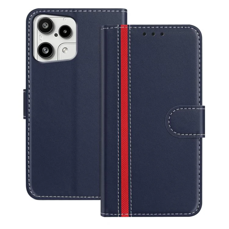 For Nothing Phone 3a Lite Color Block Card Slots Vegan Leather Phone Case(Blue)
