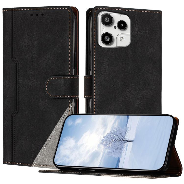 For Nothing Phone 3a Lite Color Matching Buckle Clasp Vegan Leather Phone Case(Black)