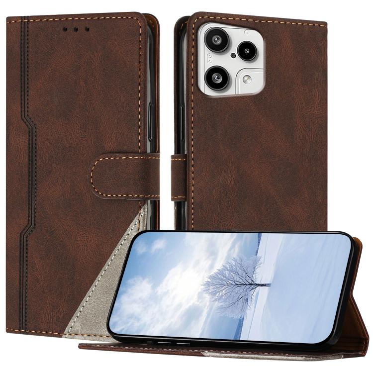For Nothing Phone 3a Lite Color Matching Buckle Clasp Vegan Leather Phone Case(Brown)