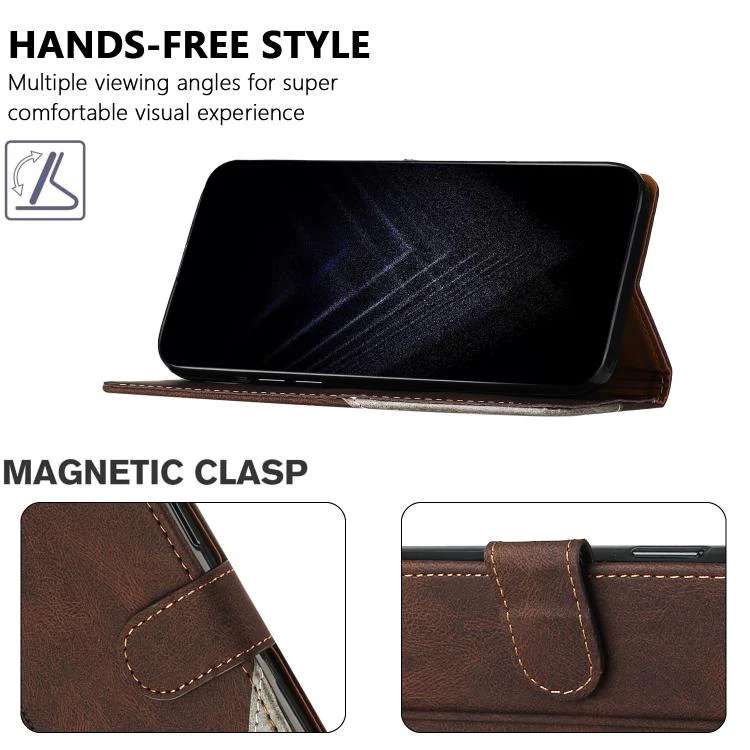 For Nothing Phone 3a Lite Color Matching Buckle Clasp Vegan Leather Phone Case(Brown) - Image 3