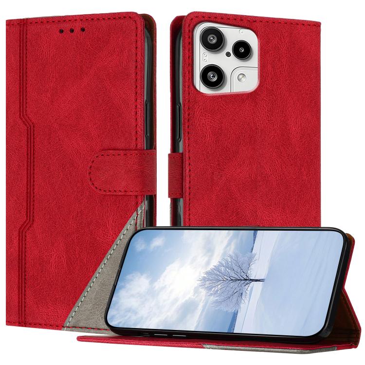 For Nothing Phone 3a Lite Color Matching Buckle Clasp Vegan Leather Phone Case(Red)