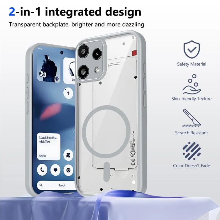 For Nothing Phone 3a Lite Matte PC Skin-feel Magnetic Shockproof Phone Case(Grey) - Image 2