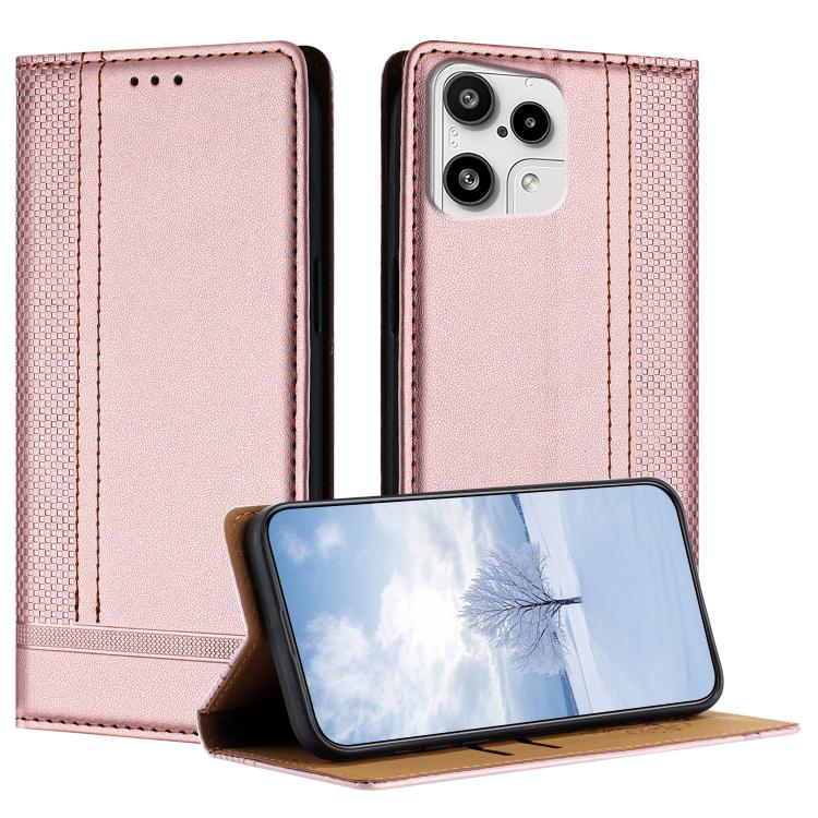 For Nothing Phone 3a Lite Stitching Design Scratch-Resistant Vegan Leather Phone Case(Rose Gold)
