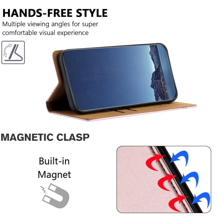 For Nothing Phone 3a Lite Stitching Design Scratch-Resistant Vegan Leather Phone Case(Rose Gold) - Image 4