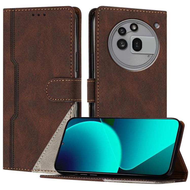 For Nothing Phone 3a Pro Color Matching Buckle Clasp Vegan Leather Phone Case(Brown)