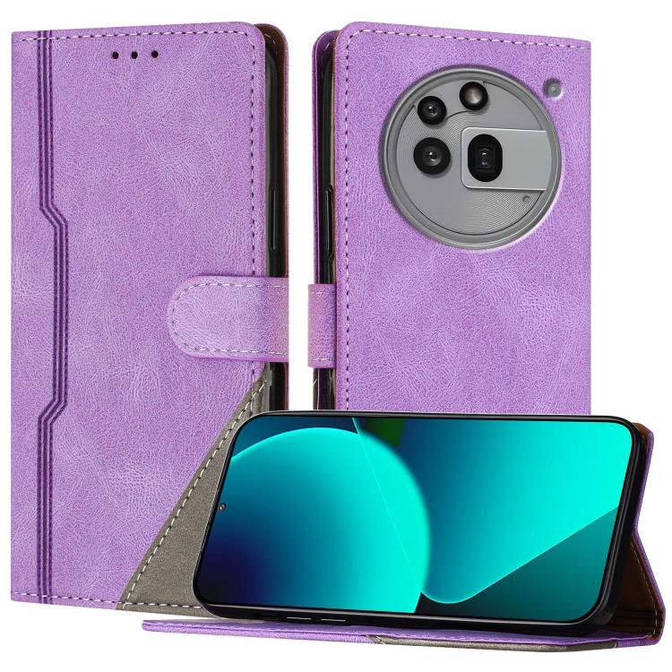 For Nothing Phone 3a Pro Color Matching Buckle Clasp Vegan Leather Phone Case(Purple)