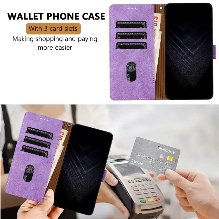 For Nothing Phone 3a Pro Color Matching Buckle Clasp Vegan Leather Phone Case(Purple) - Image 4