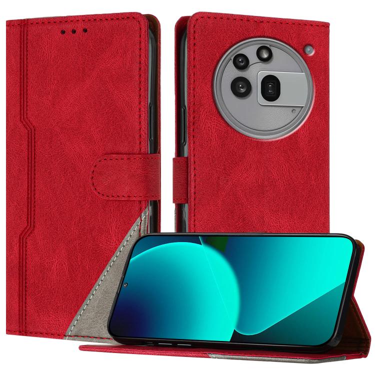 For Nothing Phone 3a Pro Color Matching Buckle Clasp Vegan Leather Phone Case(Red)