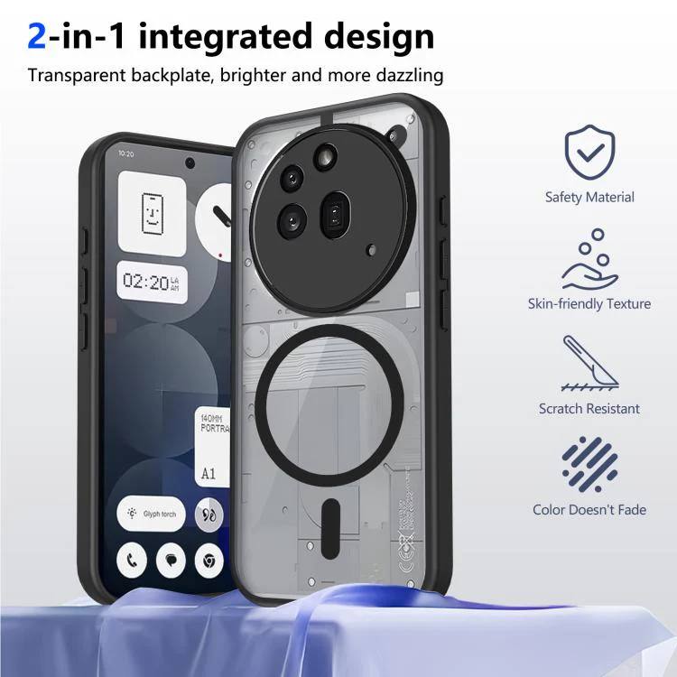 For Nothing Phone 3a Pro Matte PC Skin-feel Magnetic Shockproof Phone Case(Black) - Image 2